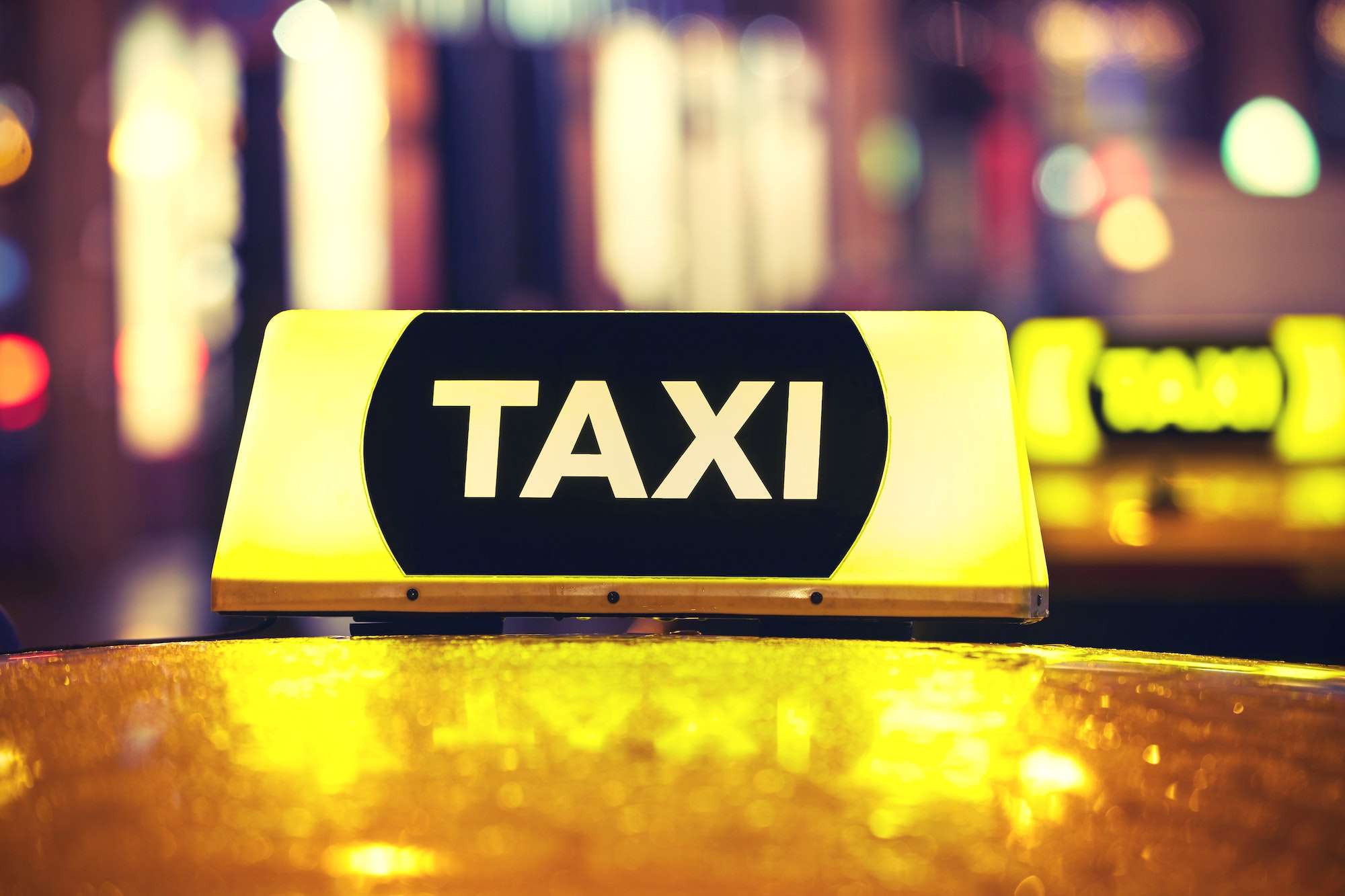 Taxi car at night